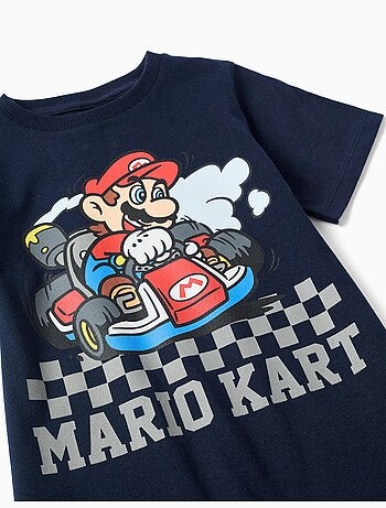 Katoenen pyjama met korte mouwen met mario kart print