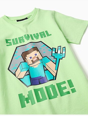 Katoenen pyjama met korte mouwen met minecraft print