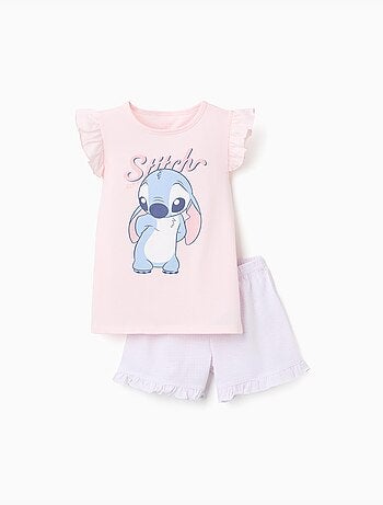 Katoenen pyjama met korte mouwen met stitch-print