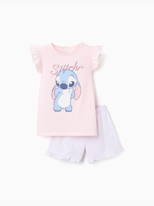 Katoenen pyjama met korte mouwen met stitch-print - Kiabi