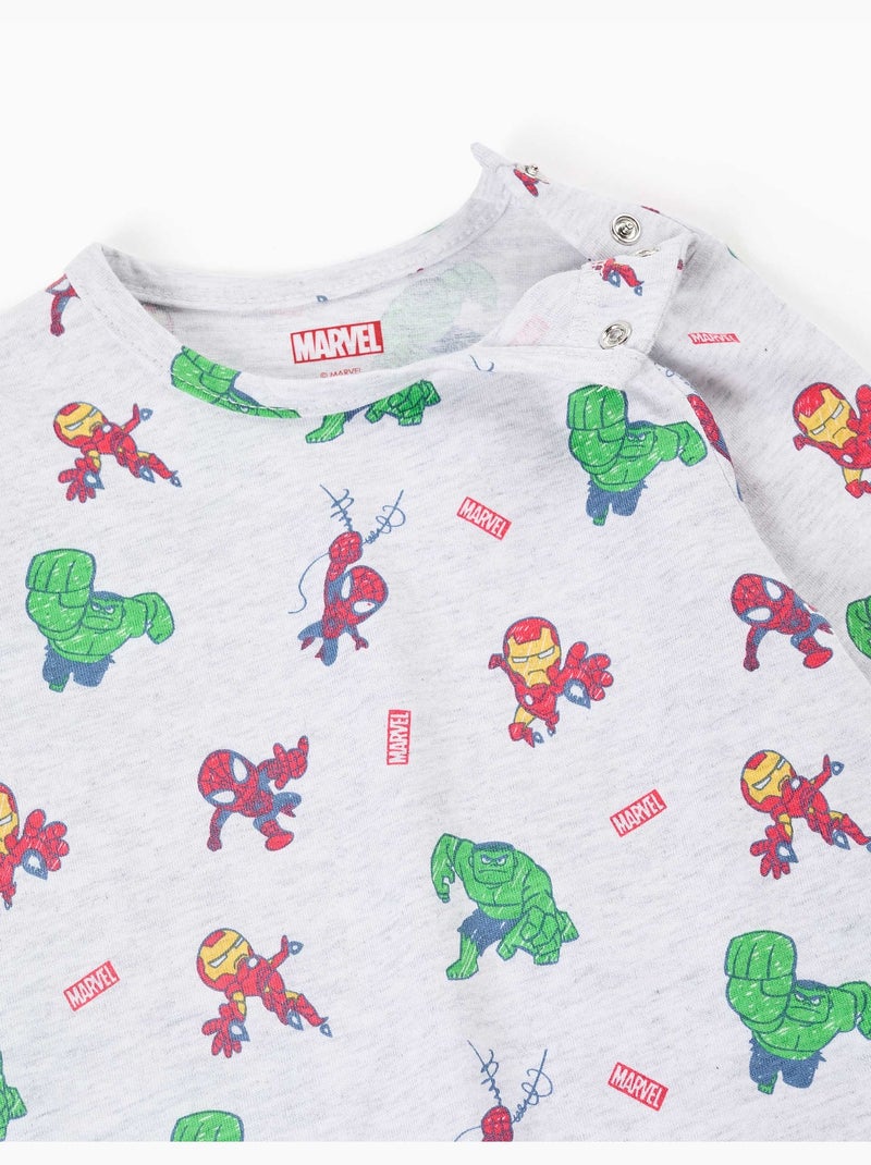 Katoenen pyjama met Marvel prints Lichtgrijs - Kiabi