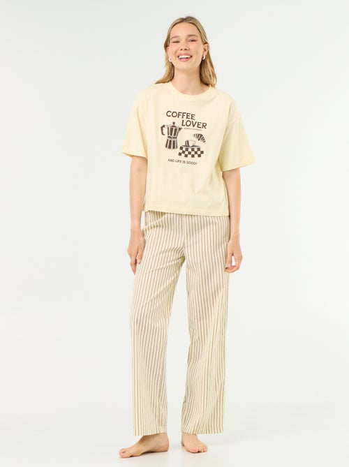 Katoenen pyjamaset - T-shirt + broek - Kiabi
