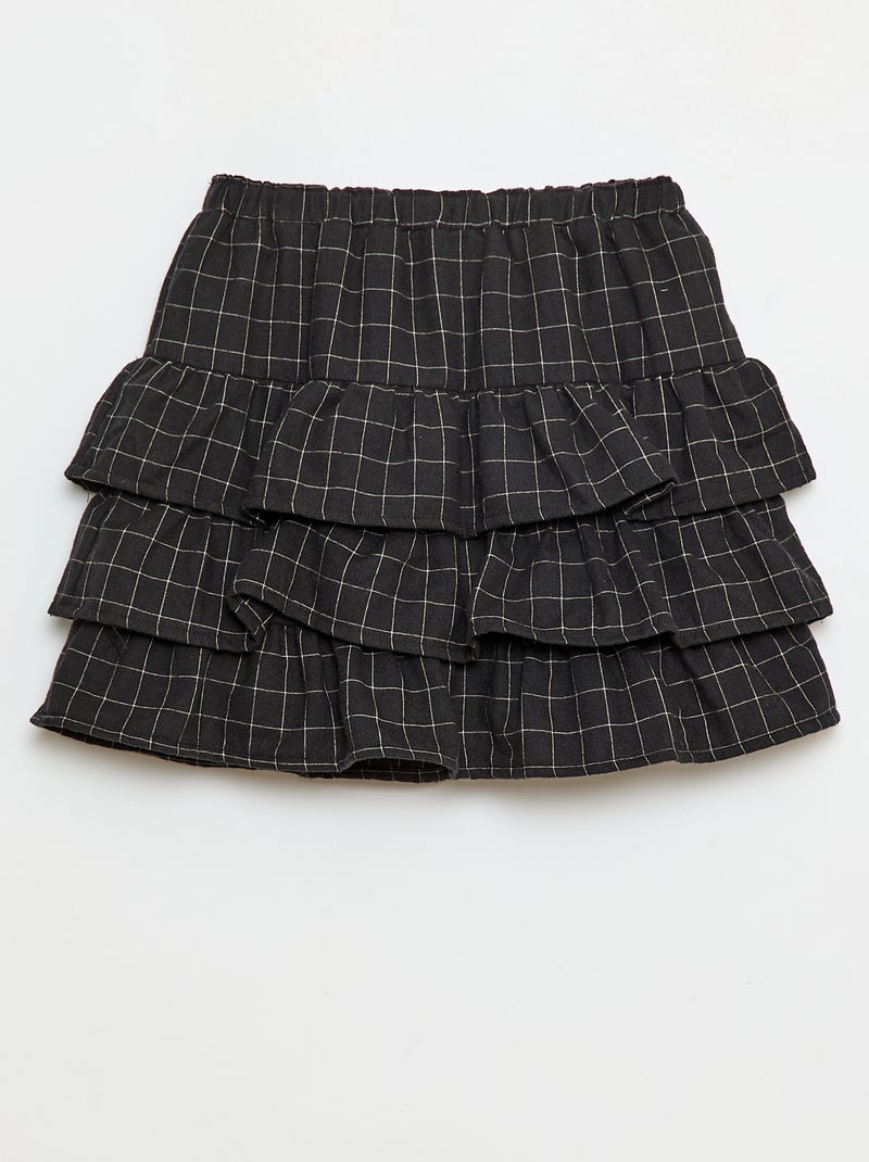 Katoenen rok met ruitjes Grijs - Kiabi