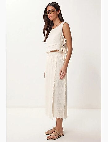 Katoenen set met mouwloze blouse en midi-rok istanbul