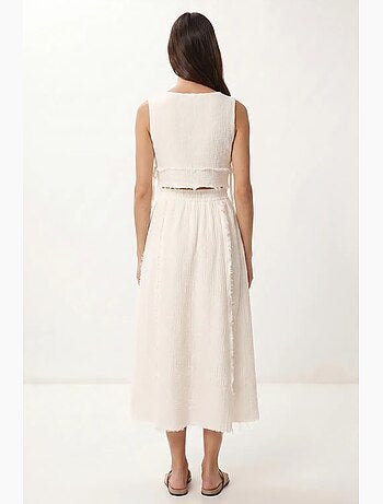 Katoenen set met mouwloze blouse en midi-rok istanbul