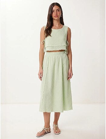 Katoenen set met mouwloze blouse en midi-rok istanbul