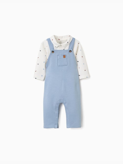 Katoenen set met rompertje en jumpsuit - Kiabi