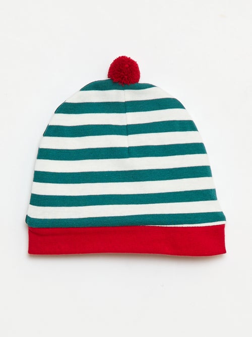 Katoenen setje - Rompertje + legging + muts in kerstthema - Kiabi