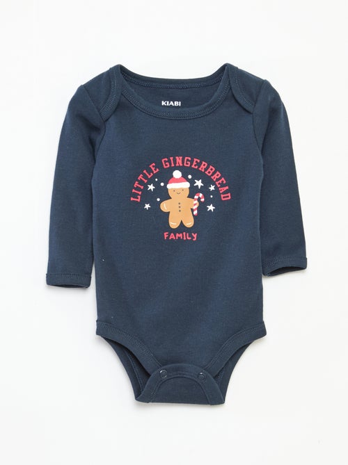 Katoenen setje - Rompertje + legging + muts in kerstthema - Kiabi