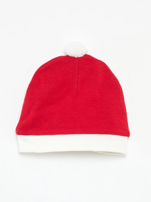 Katoenen setje - Rompertje + legging + muts in kerstthema - Kiabi