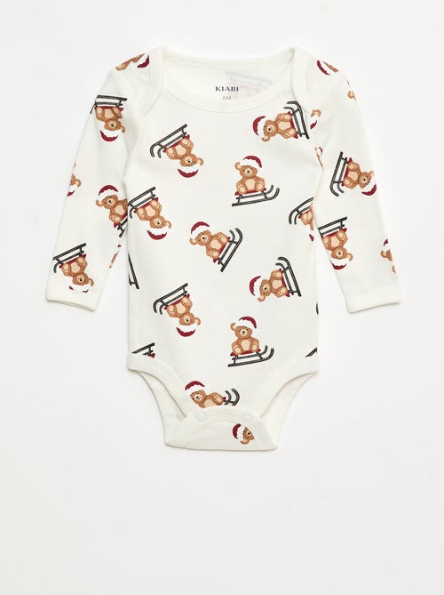 Katoenen setje - Rompertje + legging + muts in kerstthema - Kiabi