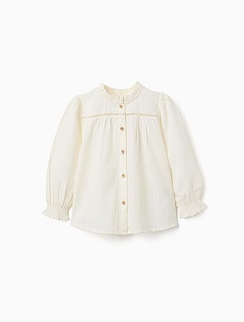 Katoenen shirt met lange mouwen en ruches