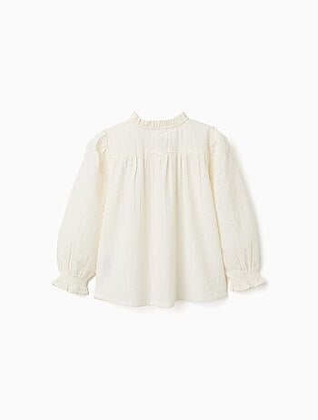 Katoenen shirt met lange mouwen en ruches