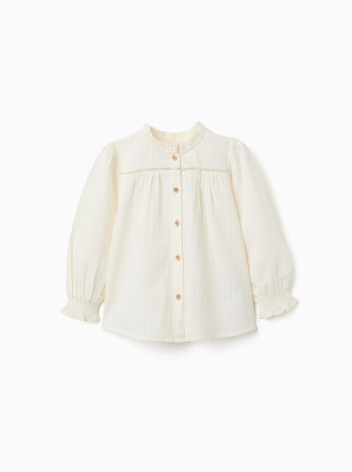 Katoenen shirt met lange mouwen en ruches - Kiabi Katoenen shirt met lange mouwen en ruches - Kiabi