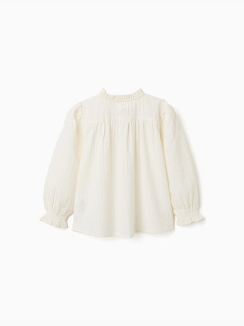 Katoenen shirt met lange mouwen en ruches - Kiabi Katoenen shirt met lange mouwen en ruches - Kiabi