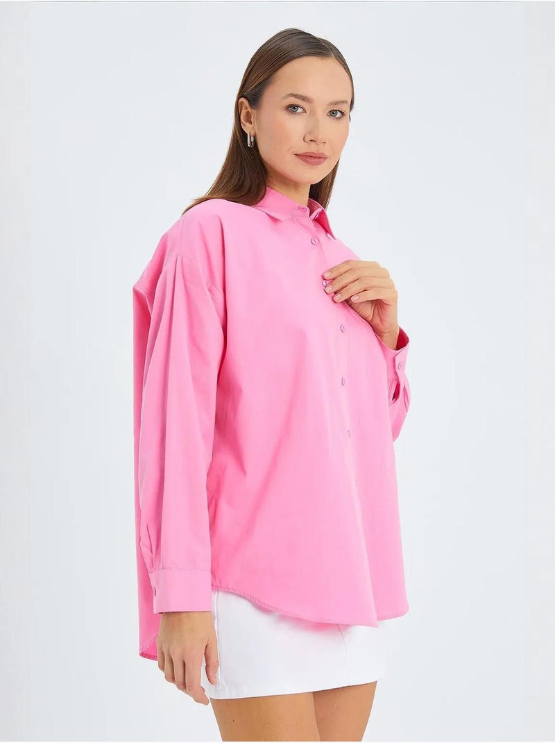 Katoenen shirt met lange mouwen mixray Fluorroze/Solinotes - Kiabi