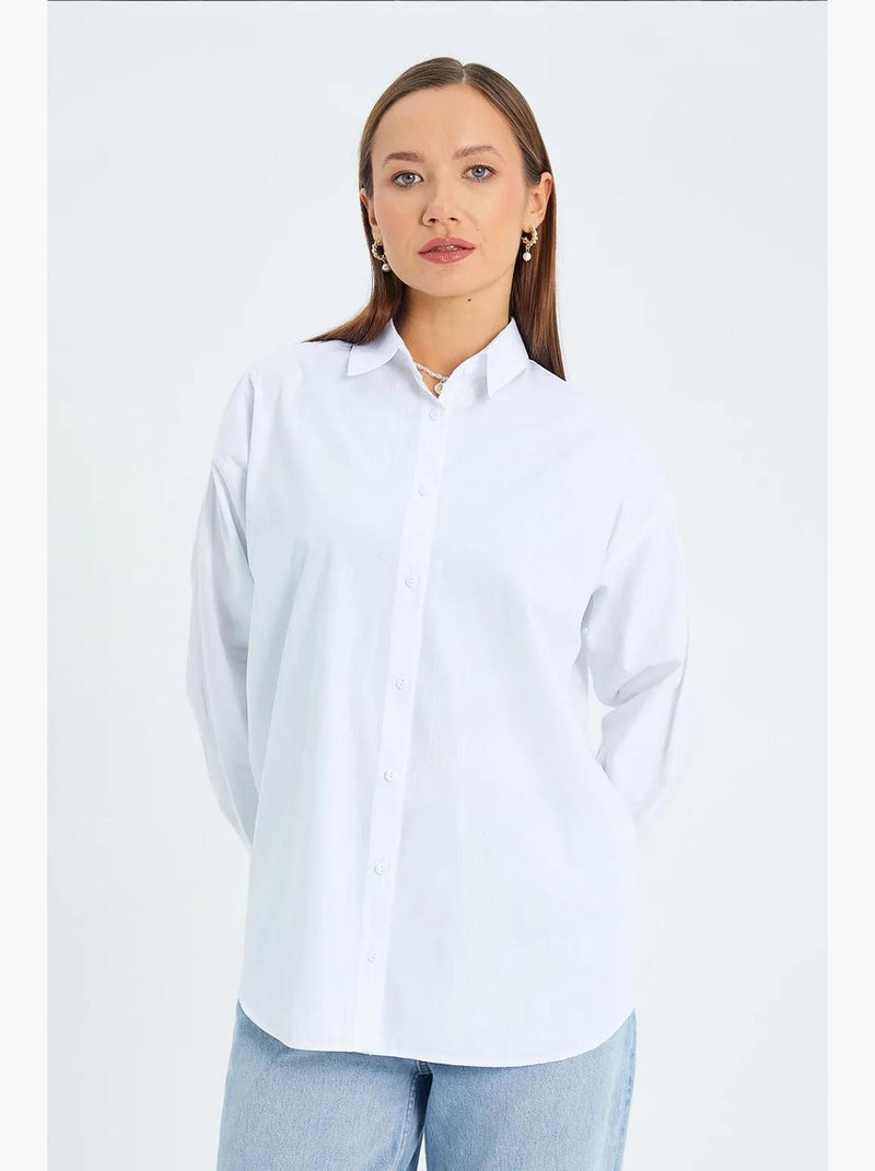 Katoenen shirt met lange mouwen mixray Wit - Kiabi