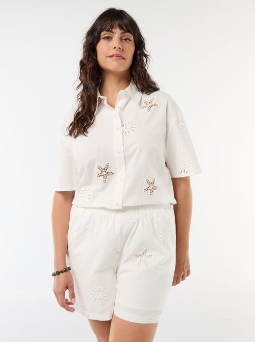 Katoenen short met opengewerkte motieven - Kiabi