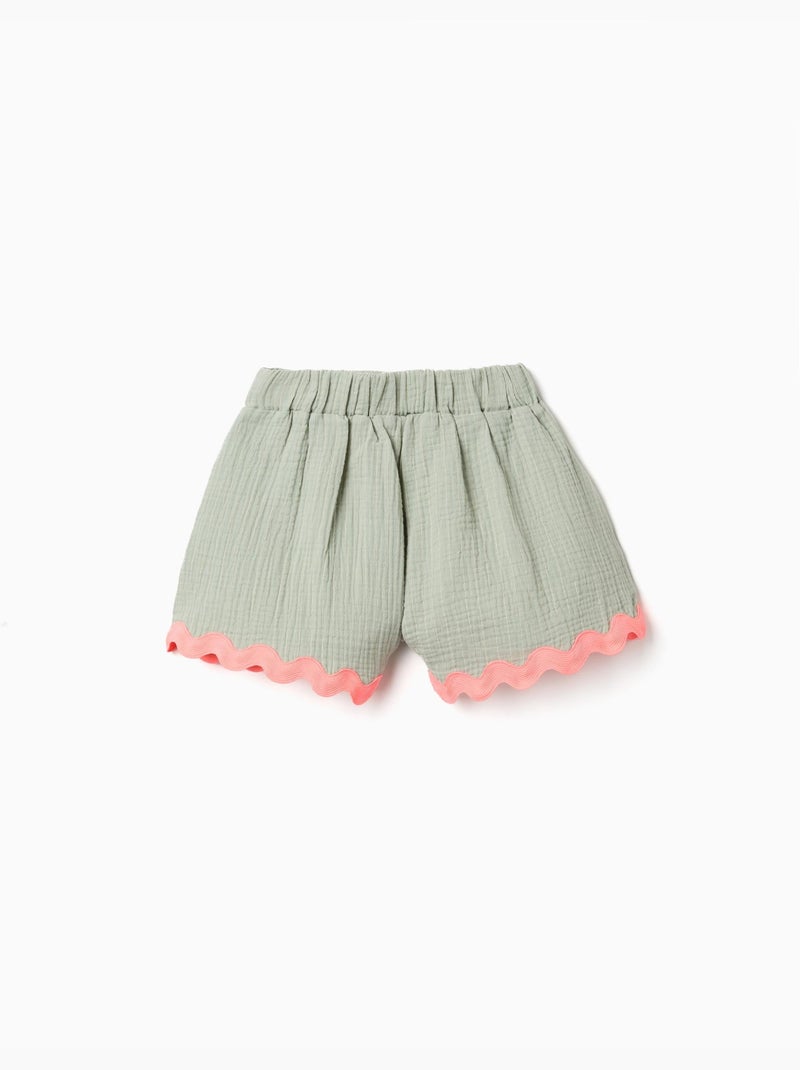 Katoenen shorts met ric rac afwerking Lichtgroen - Kiabi