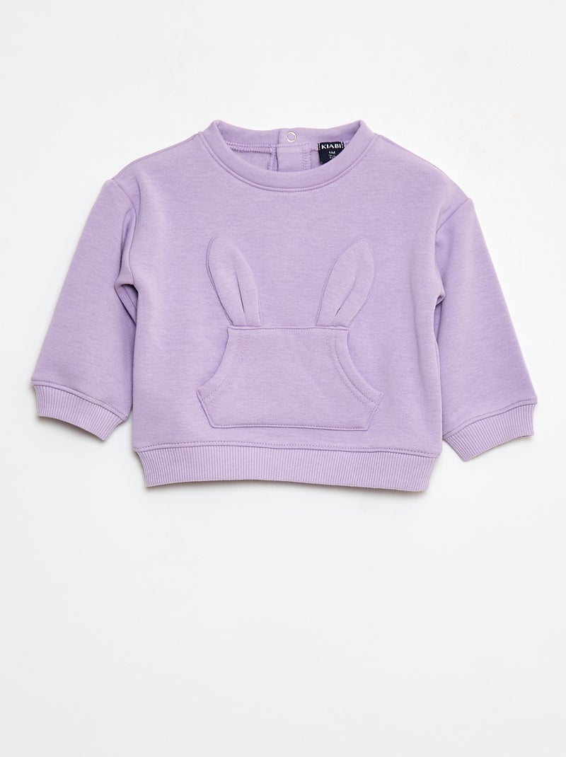 Katoenen sweater met applicatie Paars - Kiabi