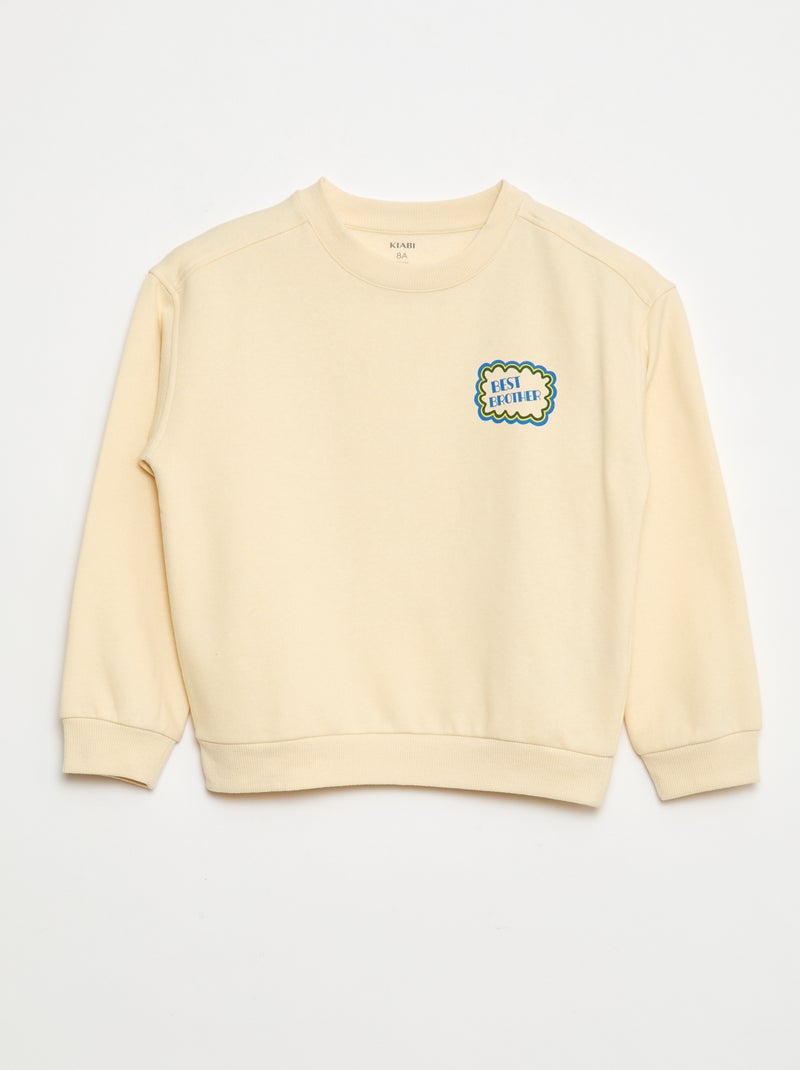Katoenen sweater met print Biege - Kiabi