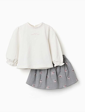 Katoenen sweatshirt en gingham skort