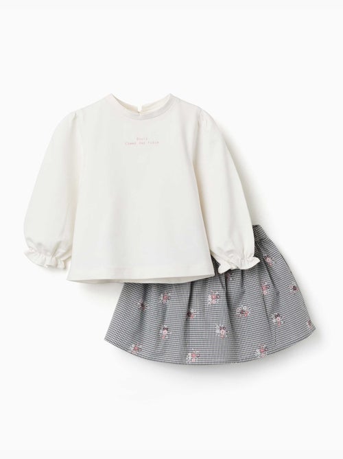 Katoenen sweatshirt en gingham skort - Kiabi
