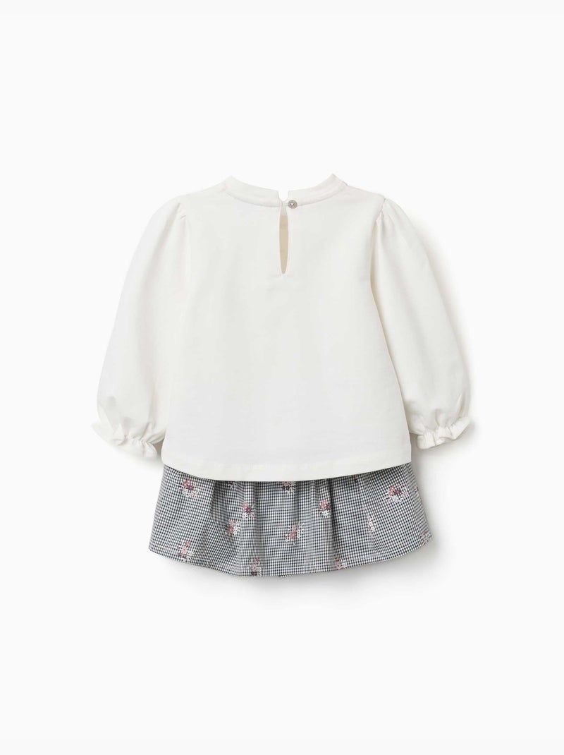 Katoenen sweatshirt en gingham skort Wit - Kiabi