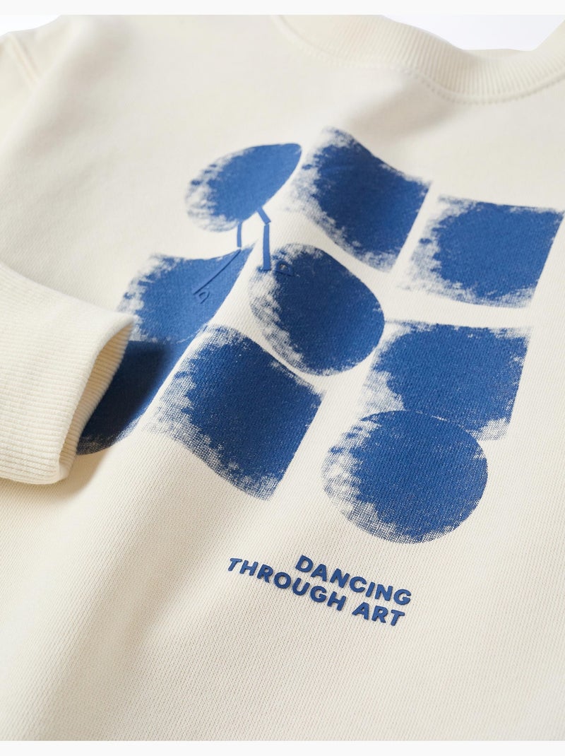 Katoenen sweatshirt met abstracte print Wit - Kiabi