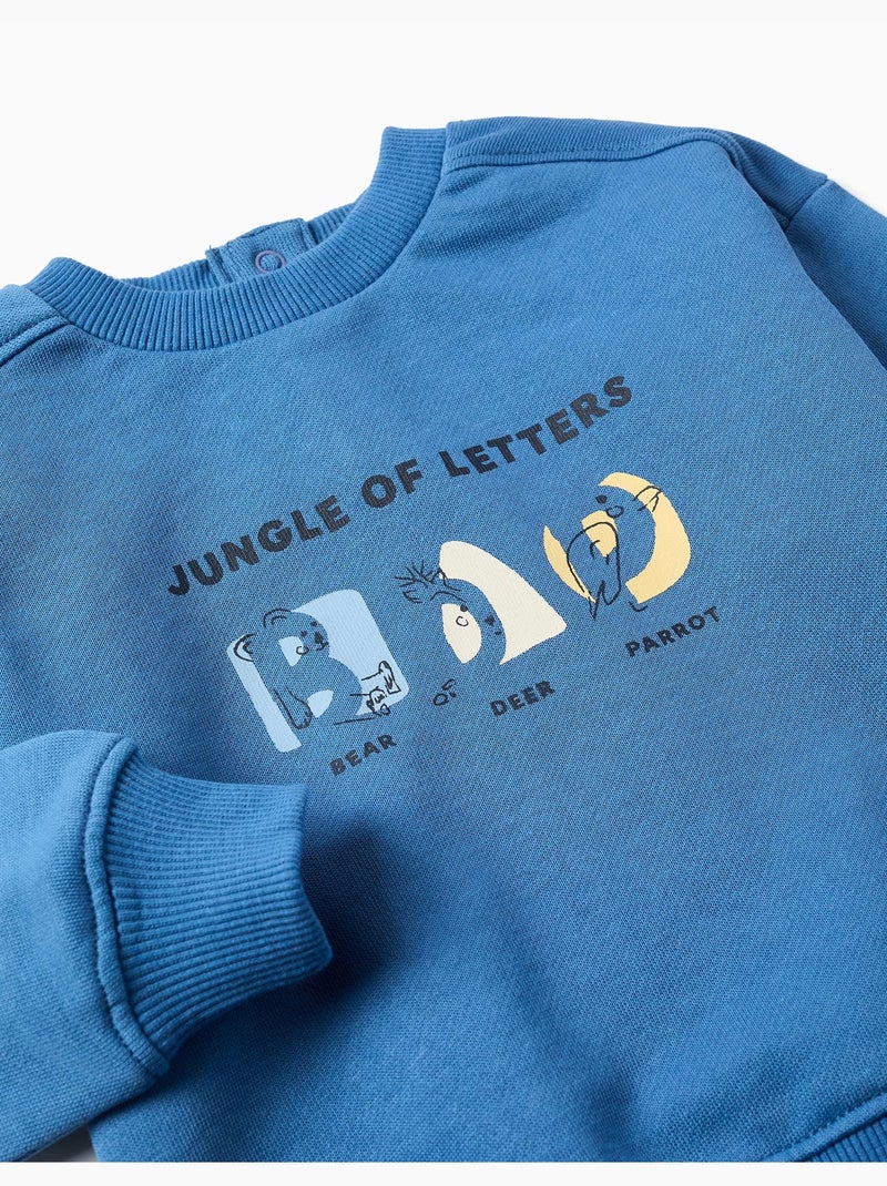Katoenen sweatshirt met bedrukte dieren en letters Blauw Blauw - Kiabi