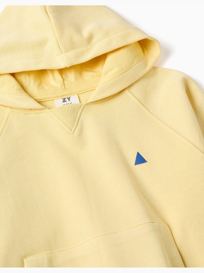 Katoenen sweatshirt met capuchon en kangoeroezak Geel - Kiabi