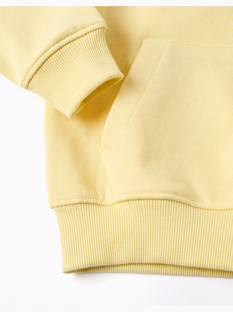 Katoenen sweatshirt met capuchon en kangoeroezak Geel - Kiabi