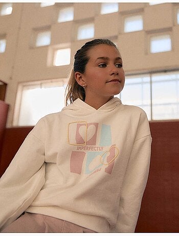 Katoenen sweatshirt met capuchon met hartjesprint