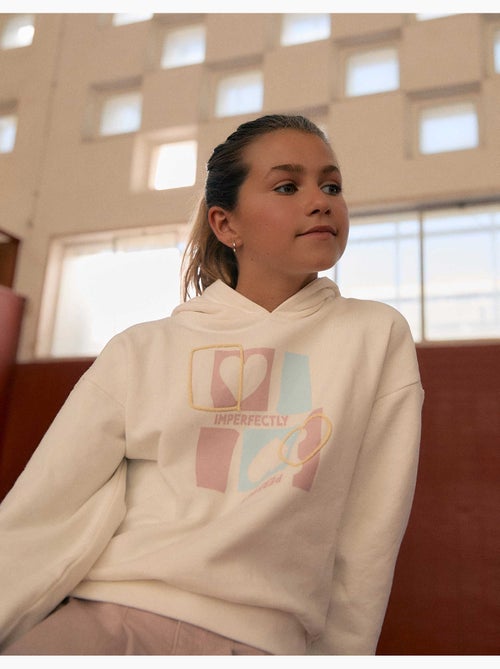 Katoenen sweatshirt met capuchon met hartjesprint - Kiabi