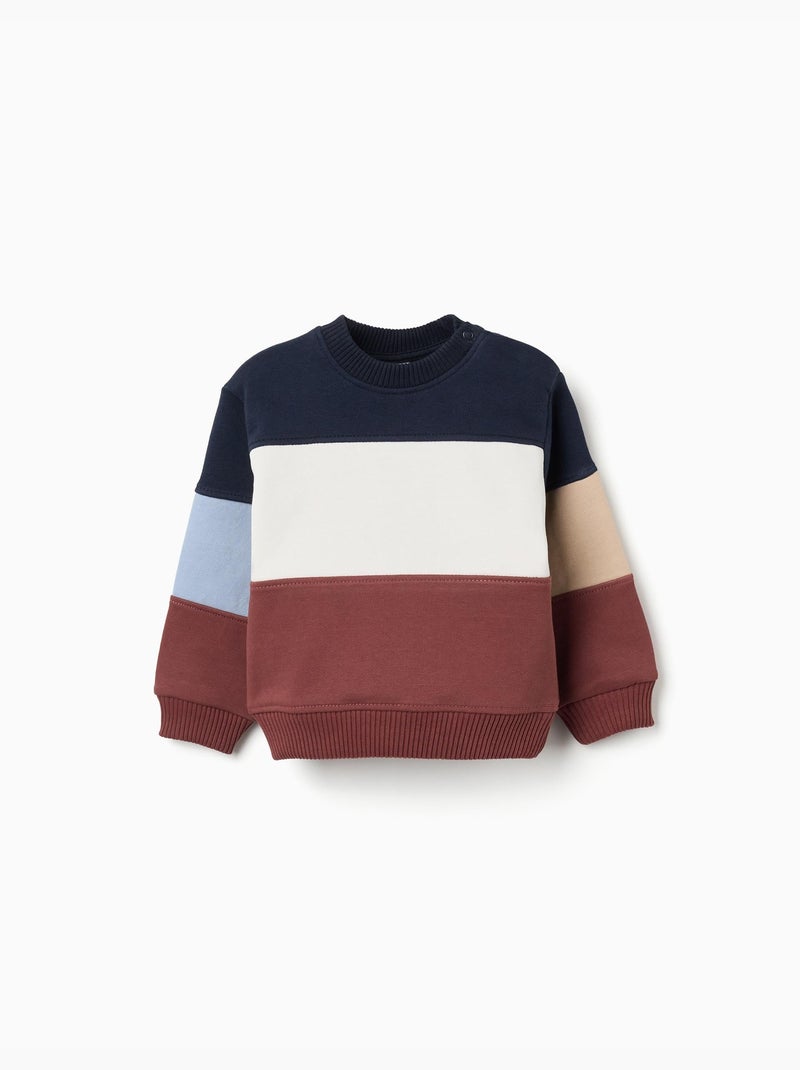 Katoenen sweatshirt met colour block Bruin - Kiabi
