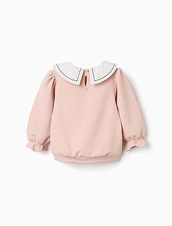 Katoenen sweatshirt met geborduurde kraag