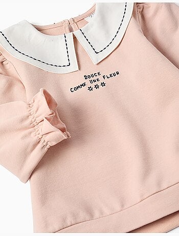 Katoenen sweatshirt met geborduurde kraag