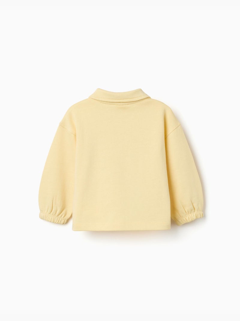 Katoenen sweatshirt met polokraag en print Geel - Kiabi