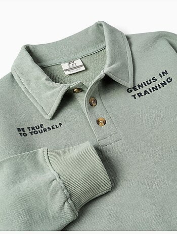 Katoenen sweatshirt met polokraag en print