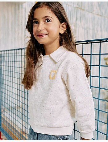 Katoenen sweatshirt met reliëf hartprint