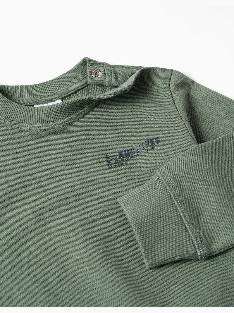 Katoenen sweatshirt met zy print Donkergroen - Kiabi