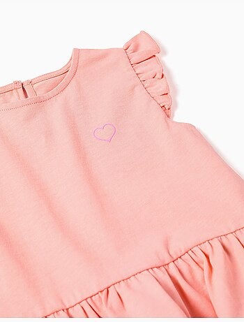 Katoenen t-shirt en geribde broek babymeisjes