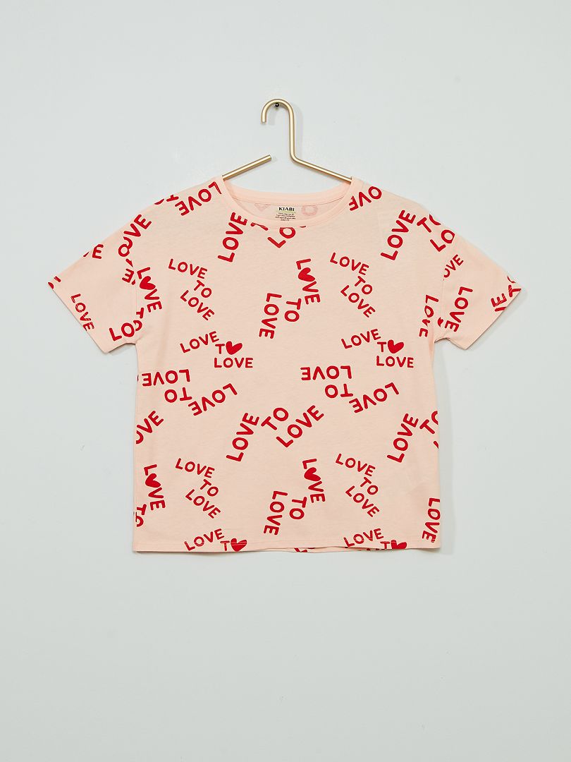 Katoenen T-shirt 'Love' roze - Kiabi