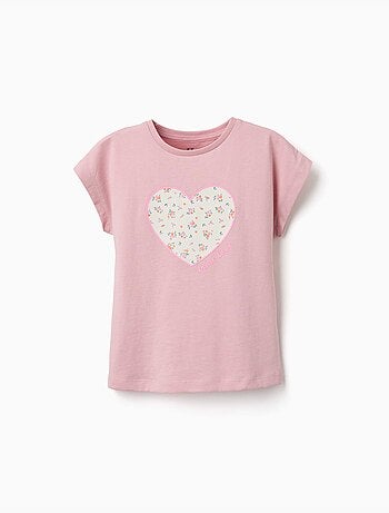Katoenen T-shirt met bloemen hartprint