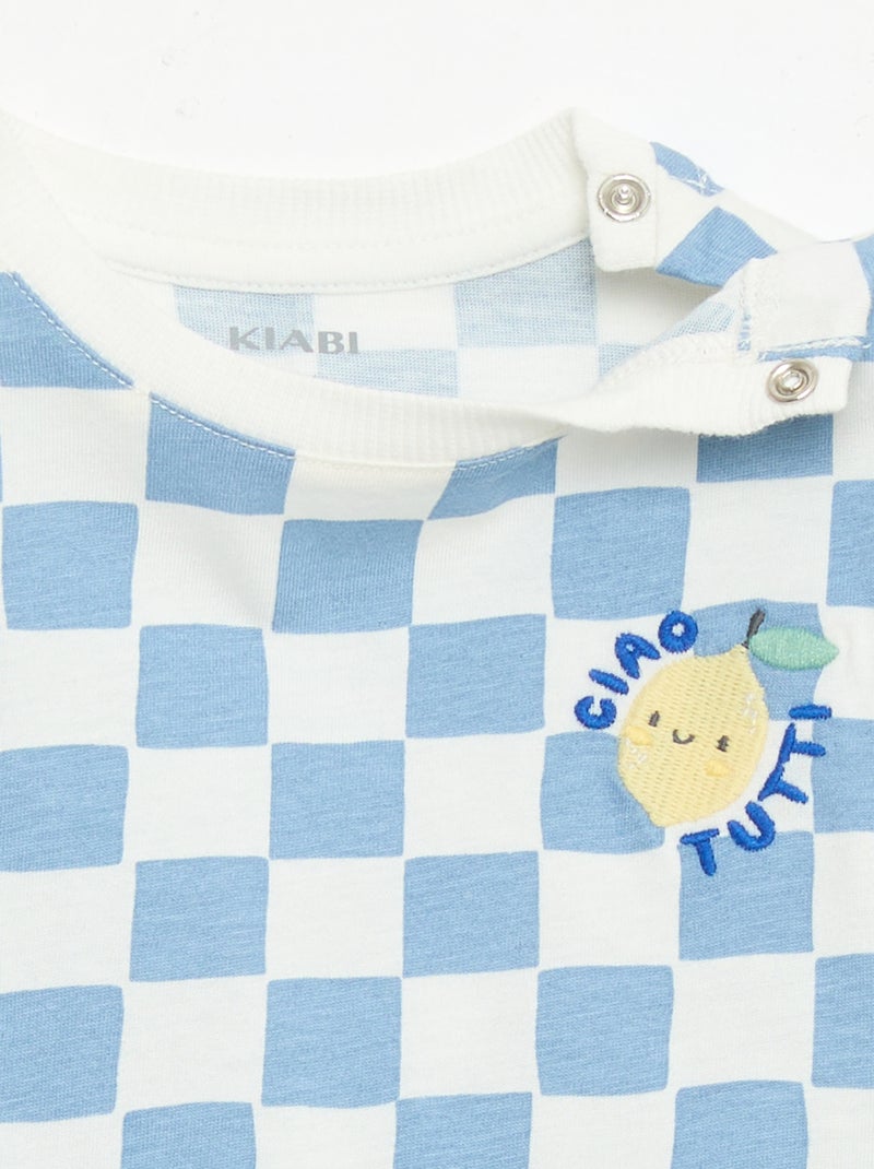 Katoenen T-shirt met borstborduurwerk Blauw - Kiabi