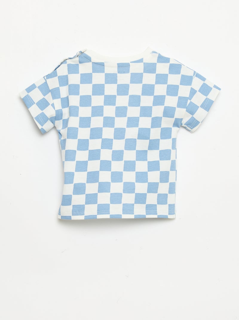 Katoenen T-shirt met borstborduurwerk Blauw - Kiabi