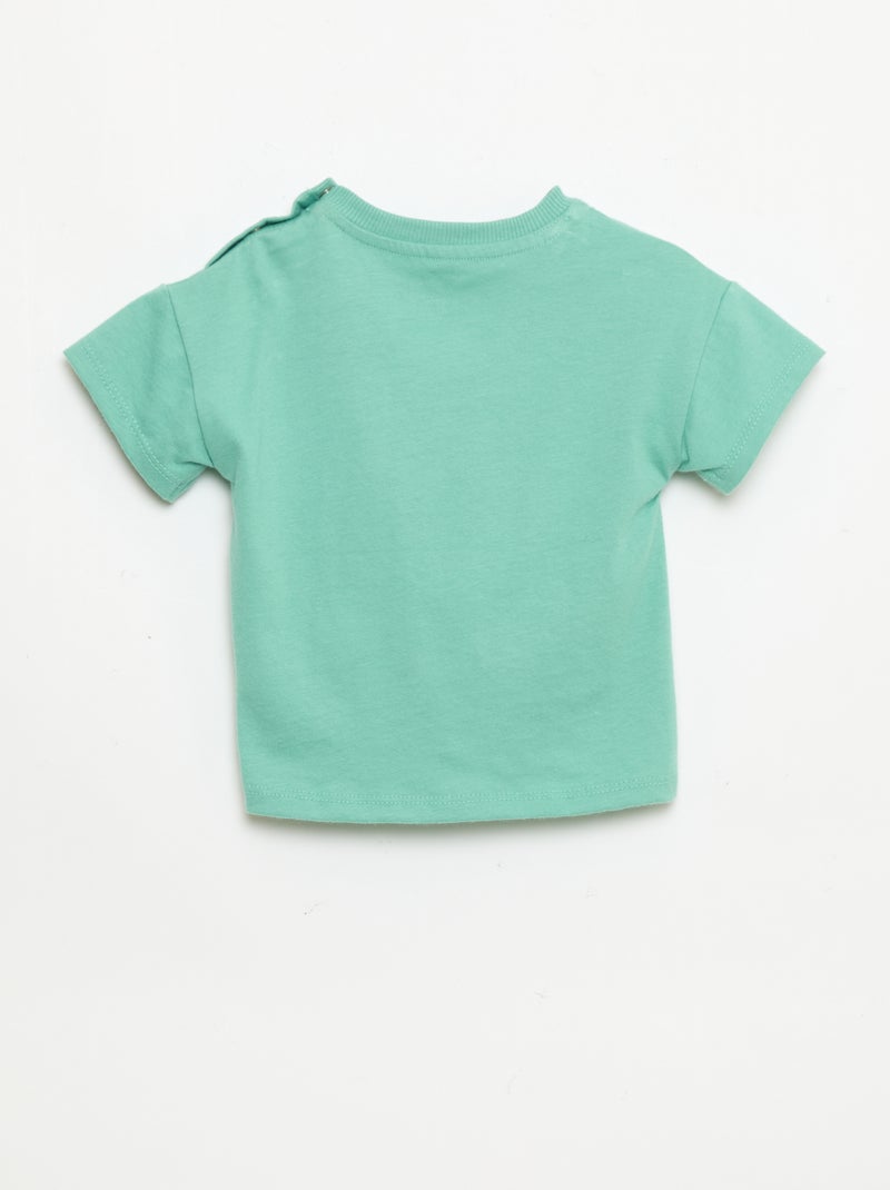 Katoenen T-shirt met borstborduurwerk Groen - Kiabi
