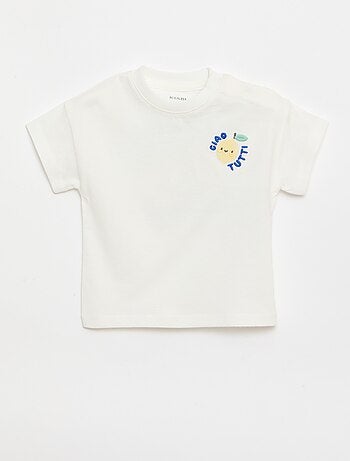 Katoenen T-shirt met borstborduurwerk