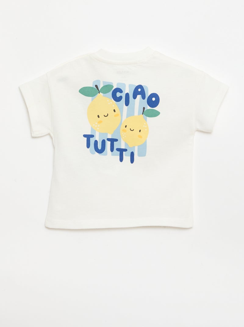 Katoenen T-shirt met borstborduurwerk Wit - Kiabi