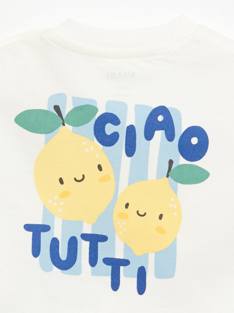 Katoenen T-shirt met borstborduurwerk Wit - Kiabi